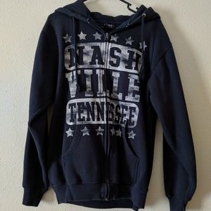 MUST GO-Nashville Zip-Up Sweatshirt Navy Blue